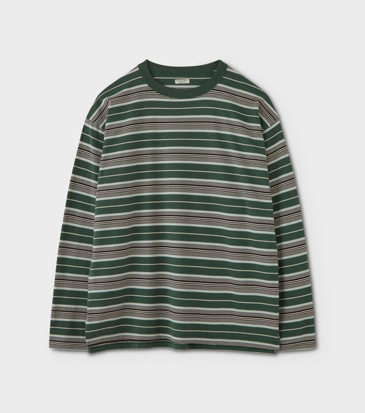 Border LS Top / Navy×Brown