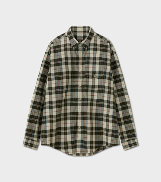 MADRAS B.D. LS SHIRT / ECRU × OLIVE