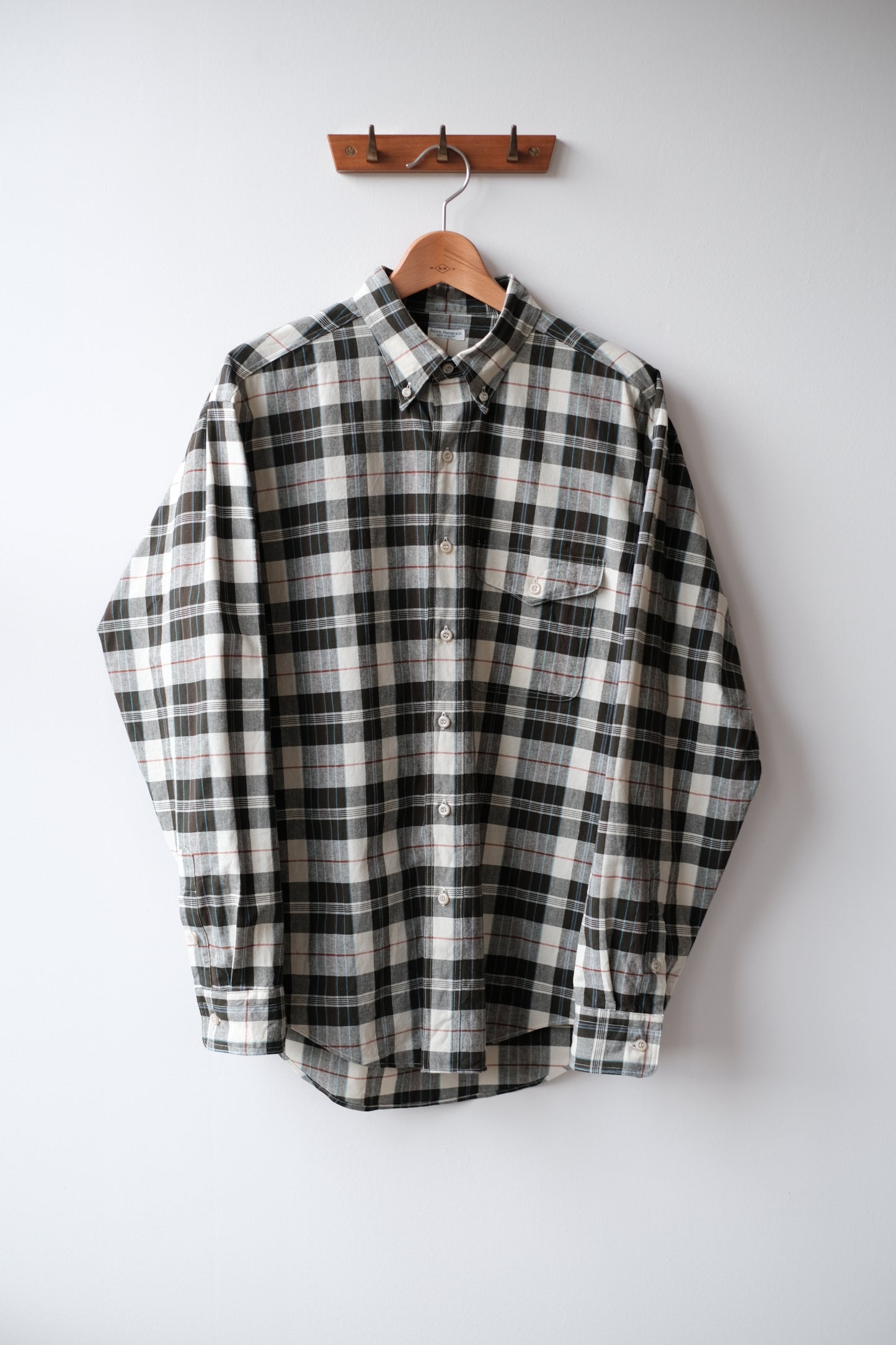 MADRAS B.D. LS SHIRT / ECRU × OLIVE