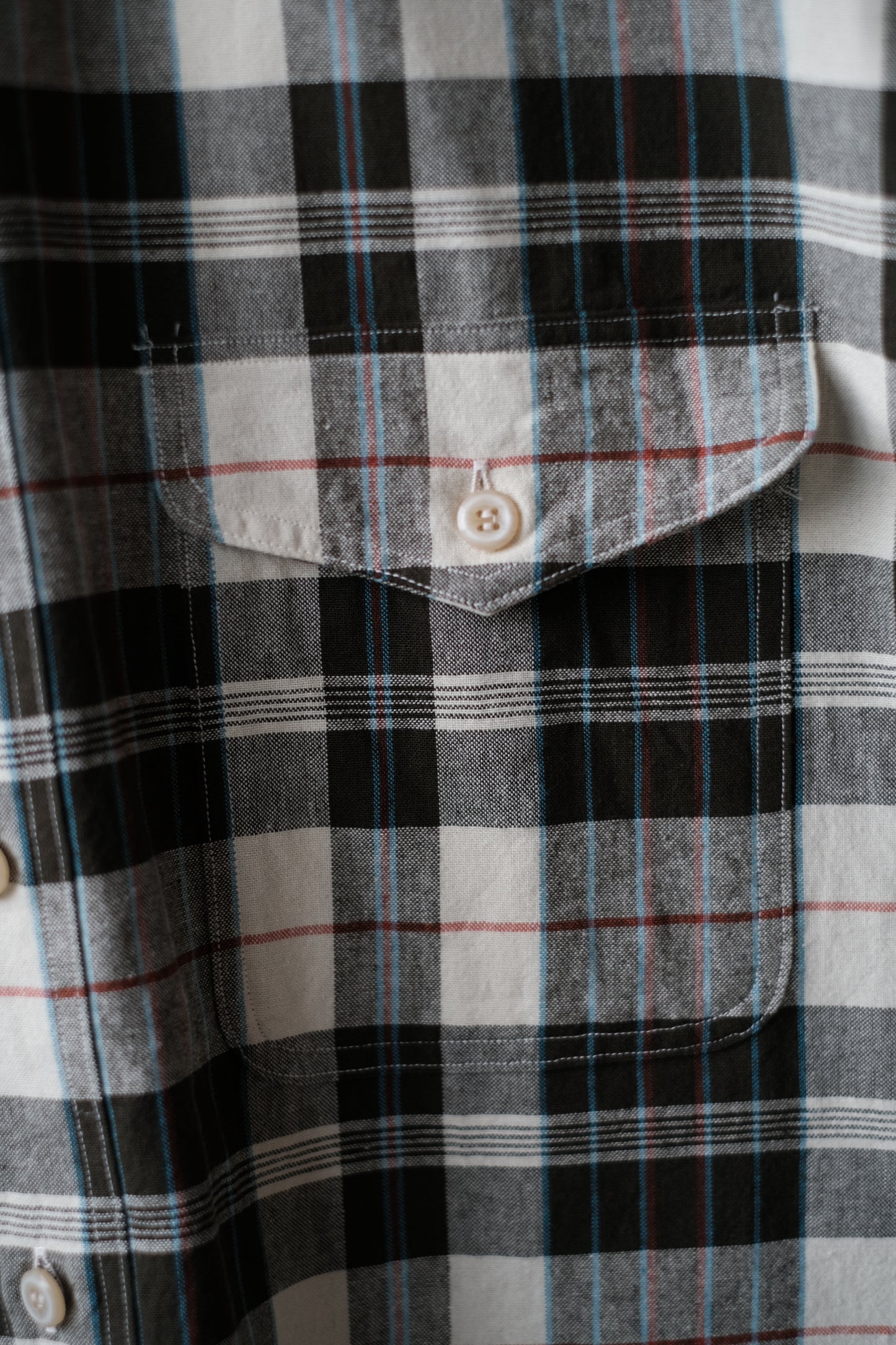 MADRAS B.D. LS SHIRT / ECRU × OLIVE