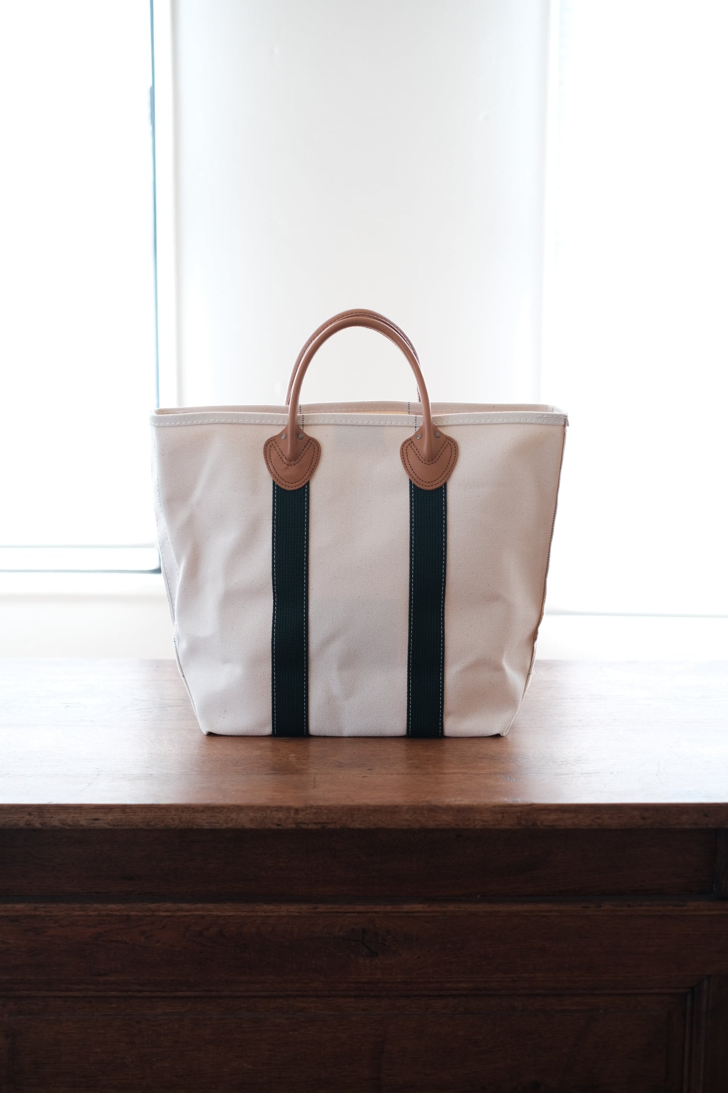 LEATHER HANDLE TOTE 80's / GREEN / TALL