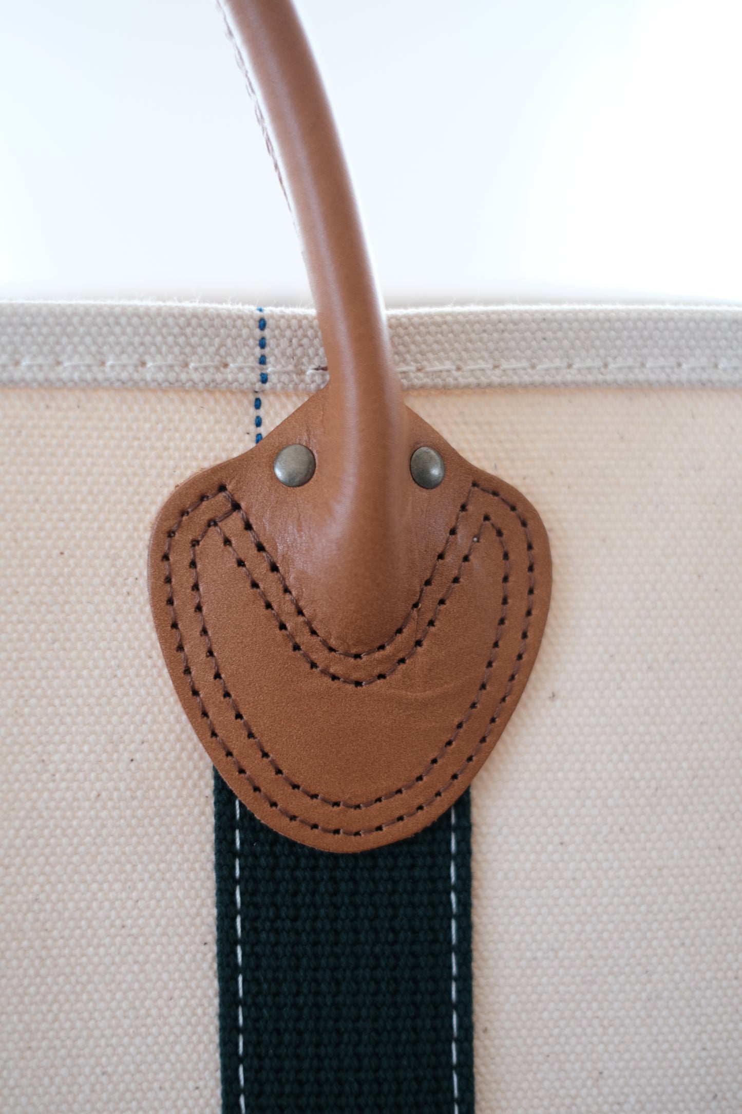 LEATHER HANDLE TOTE 80's / GREEN / TALL