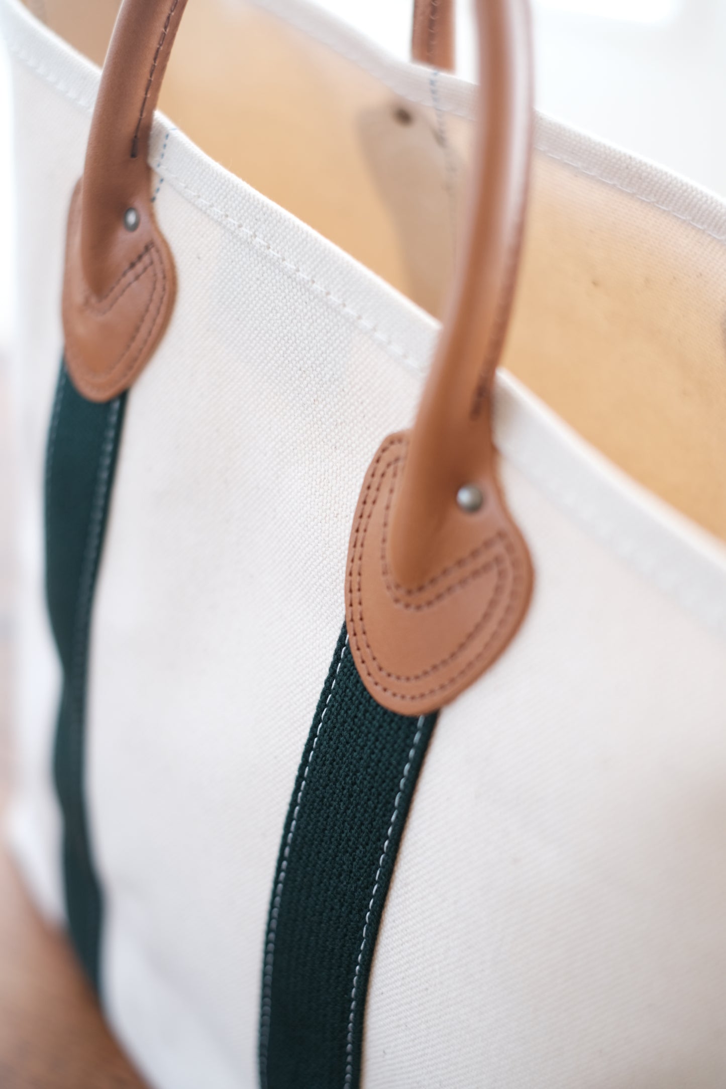 LEATHER HANDLE TOTE 80's / GREEN / TALL