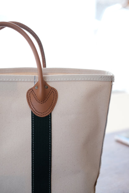 LEATHER HANDLE TOTE 80's / GREEN / TALL