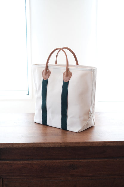 LEATHER HANDLE TOTE 80's / GREEN / TALL