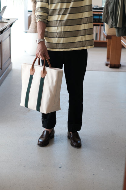 LEATHER HANDLE TOTE 80's / GREEN / TALL