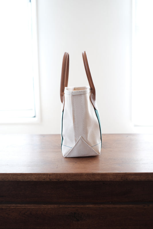 LEATHER HANDLE TOTE 80's / GREEN / SMALL
