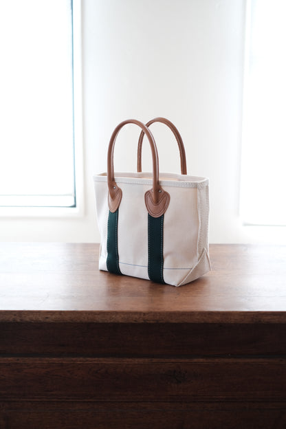LEATHER HANDLE TOTE 80's / GREEN / SMALL