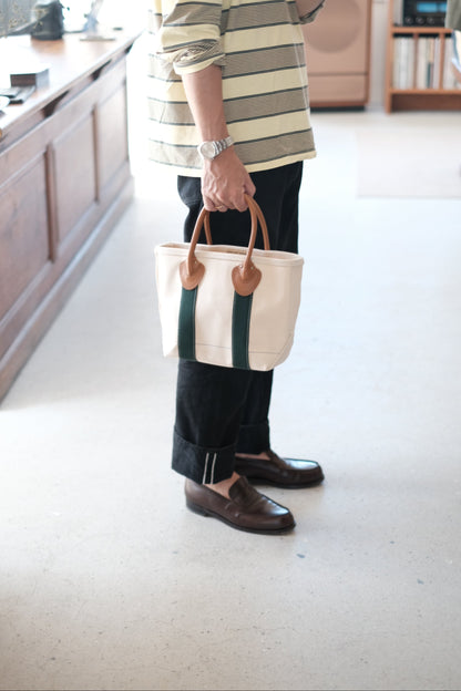 LEATHER HANDLE TOTE 80's / GREEN / SMALL