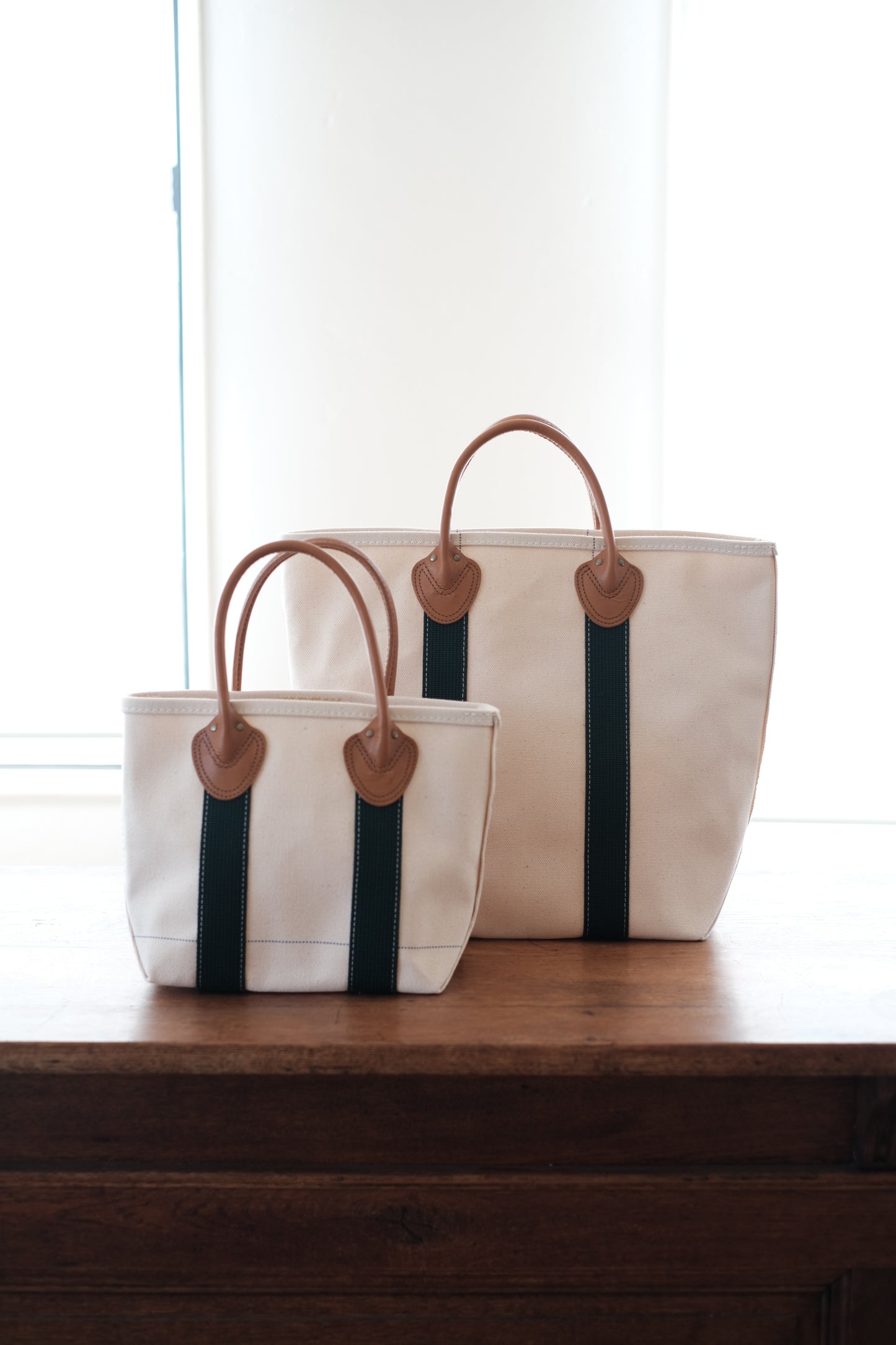 LEATHER HANDLE TOTE 80's / GREEN / SMALL