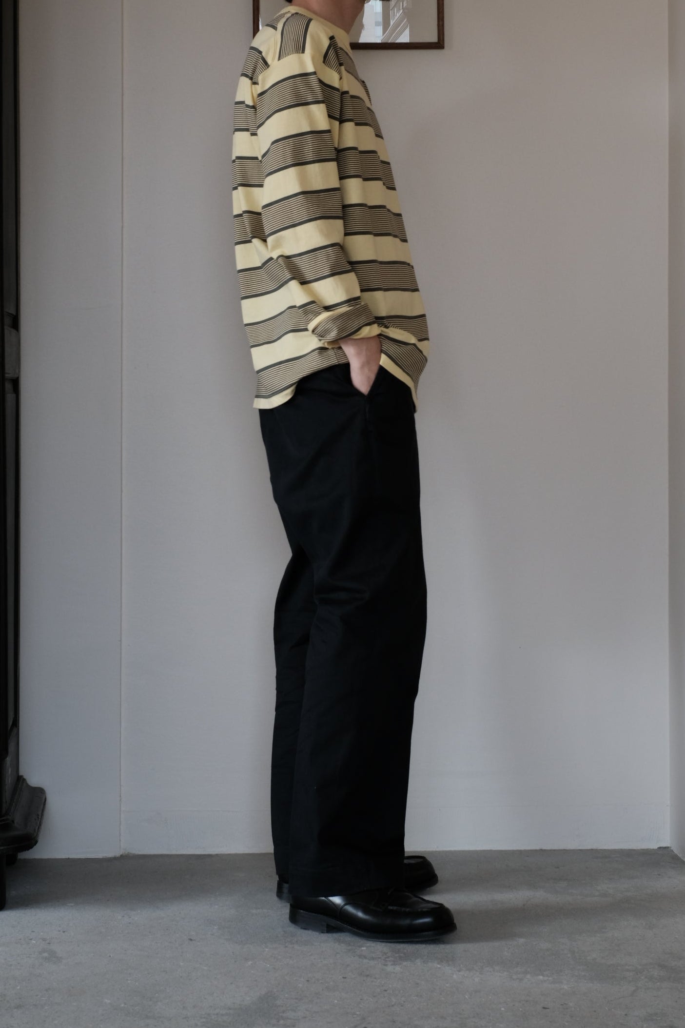 BORDER LS TOP / P.YELLOW x VIRIDIAN
