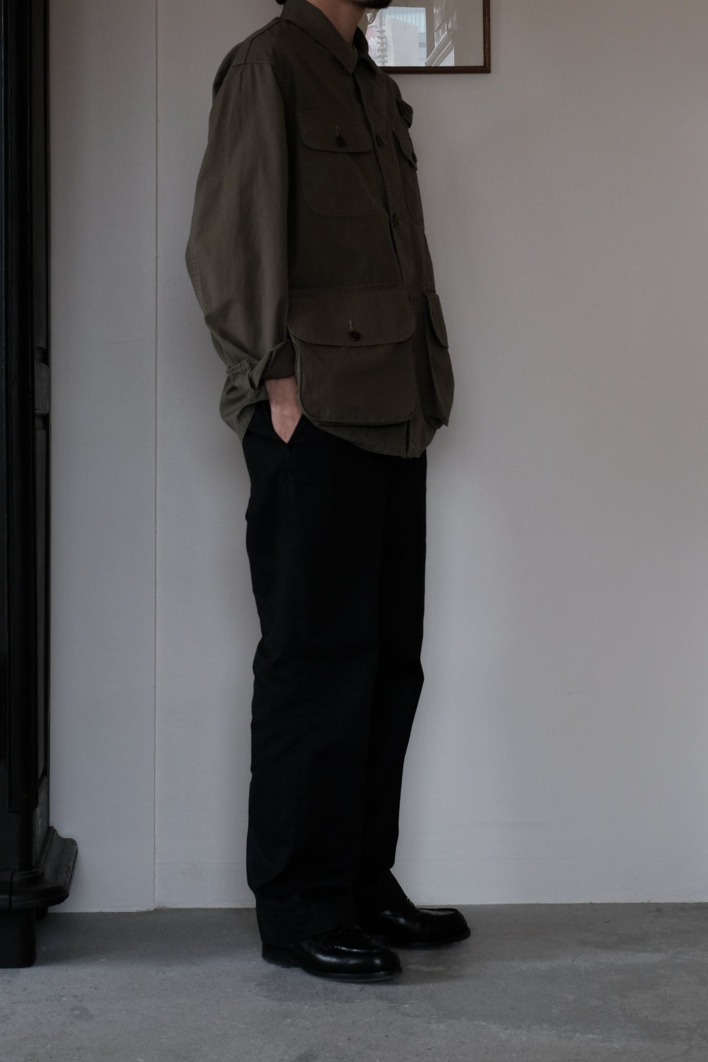 POPLIN CLOTH UTILITY JACKET / FADED OLIVE