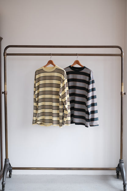 BORDER LS TOP / P.YELLOW x VIRIDIAN